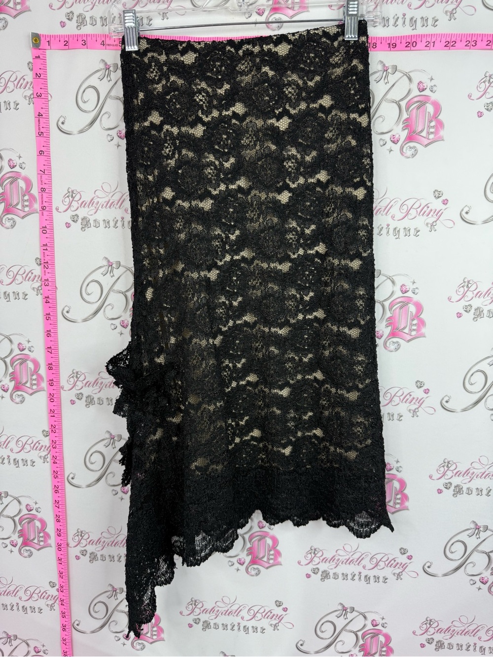 Skirt lace fairy hem floral sexy Black Lace Asymmetric Skirt